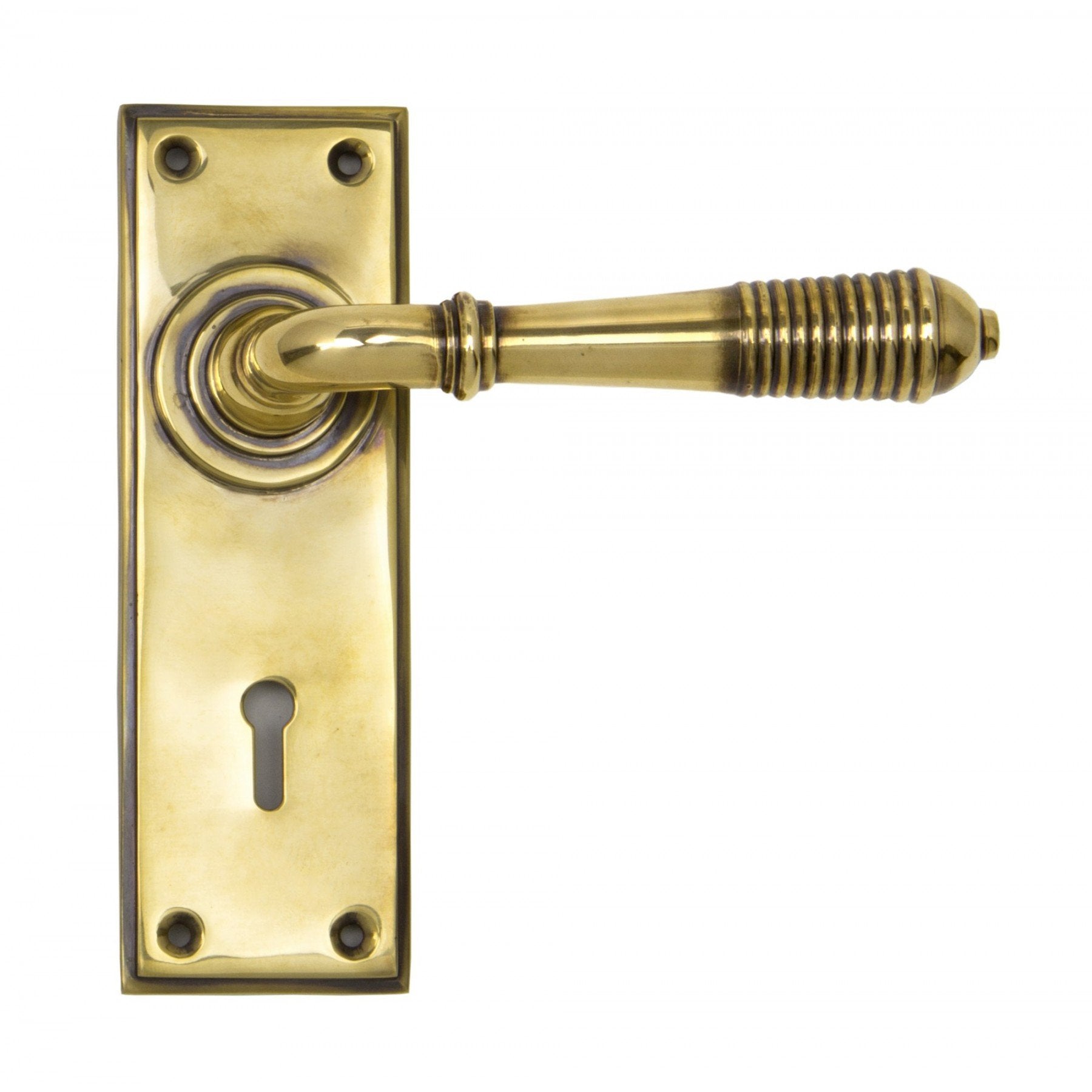 From the Anvil Aged Brass Reeded Lever Lock Set - No.42 Interiors