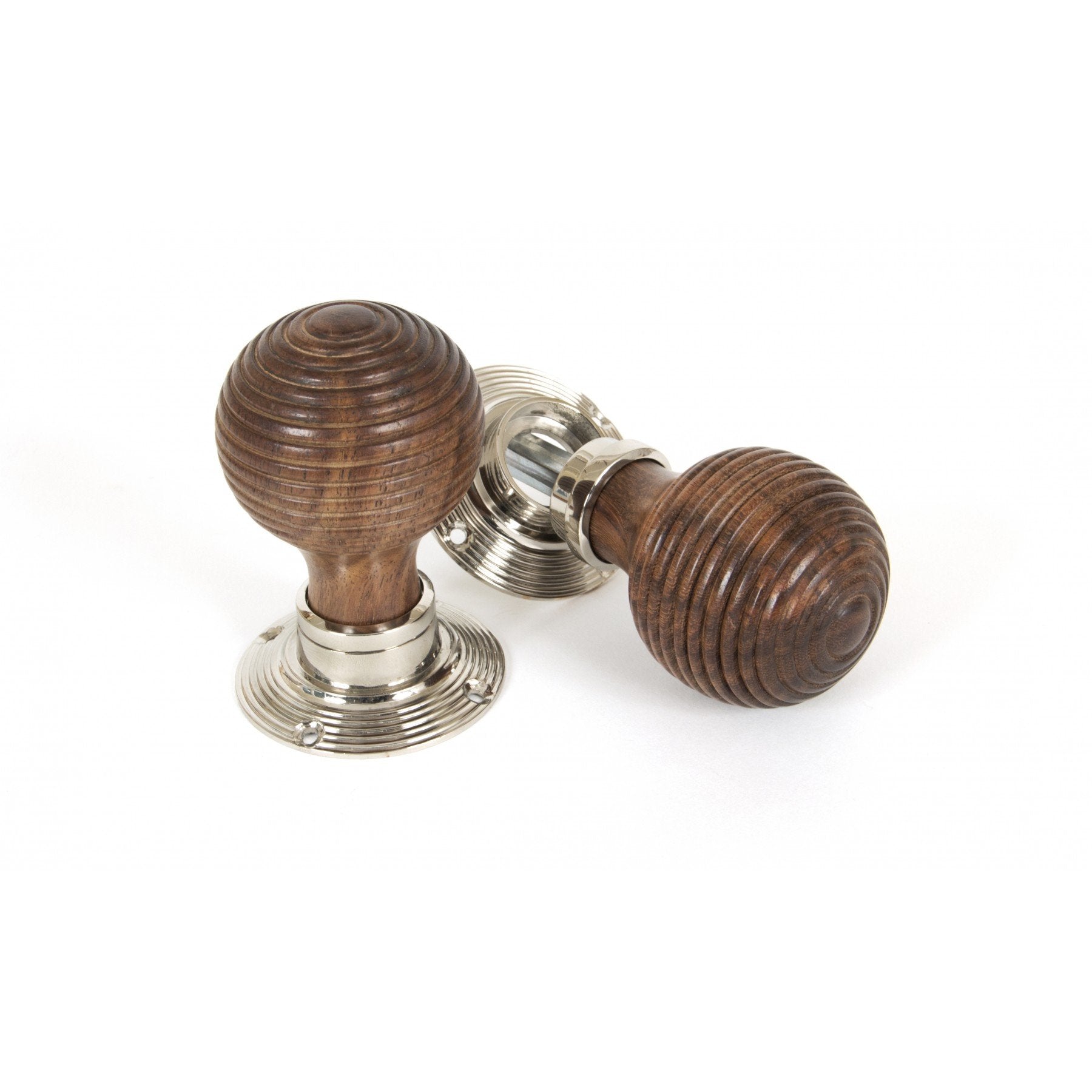 From the Anvil Rosewood Mortice/Rim Beehive Knob Set - Polished Nickel Roses - No.42 Interiors