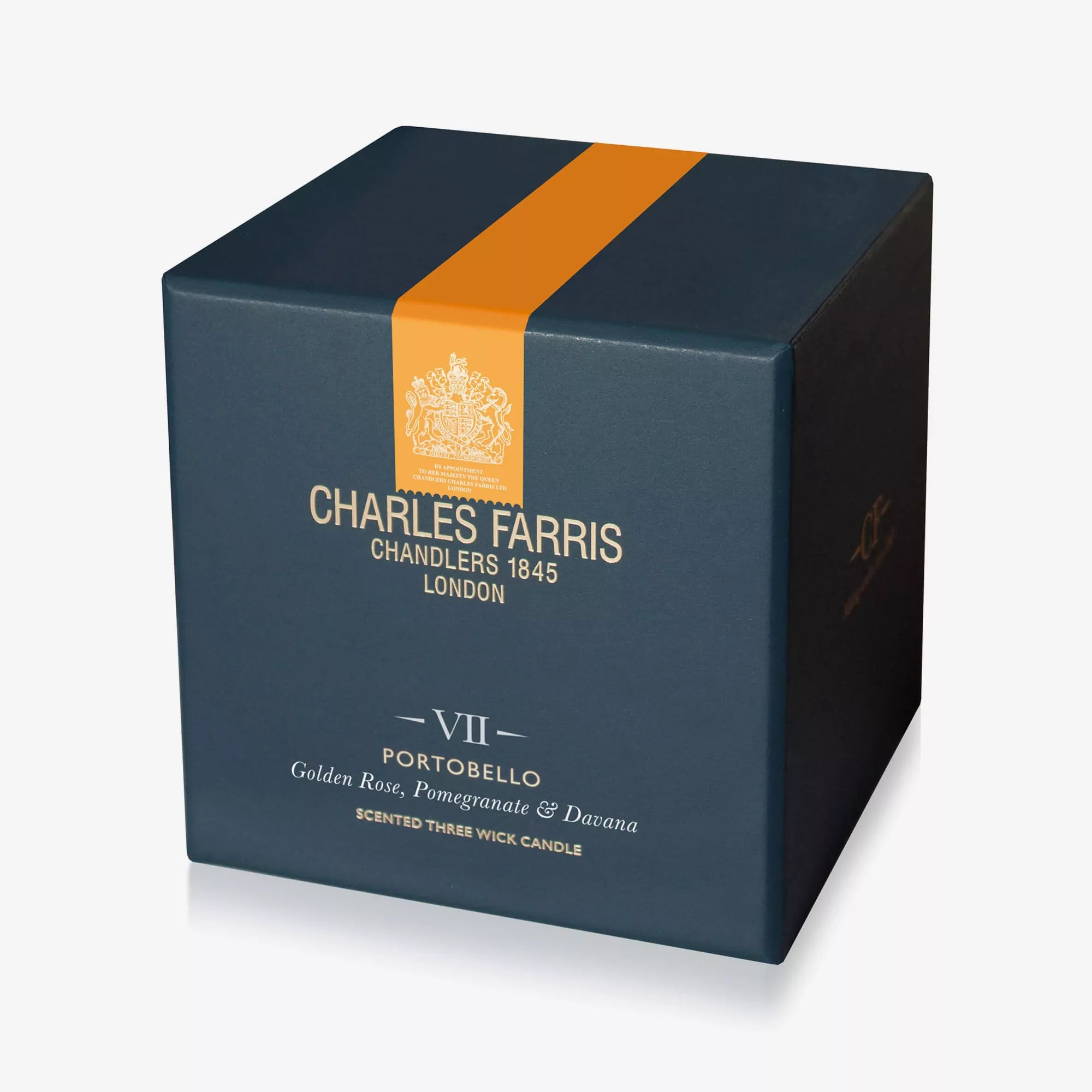 Charles Farris VII Portobello – 3 Wick Candle | Golden Rose, Pomegranate & Davana
