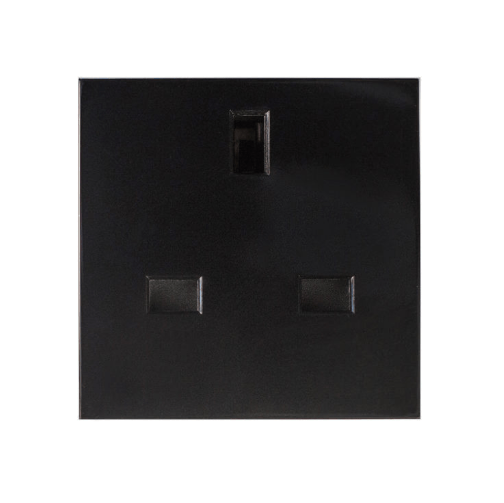 Buster and Punch ELECTRICITY PLATE INSERTS - 13A UK Socket (2 module) BLACK