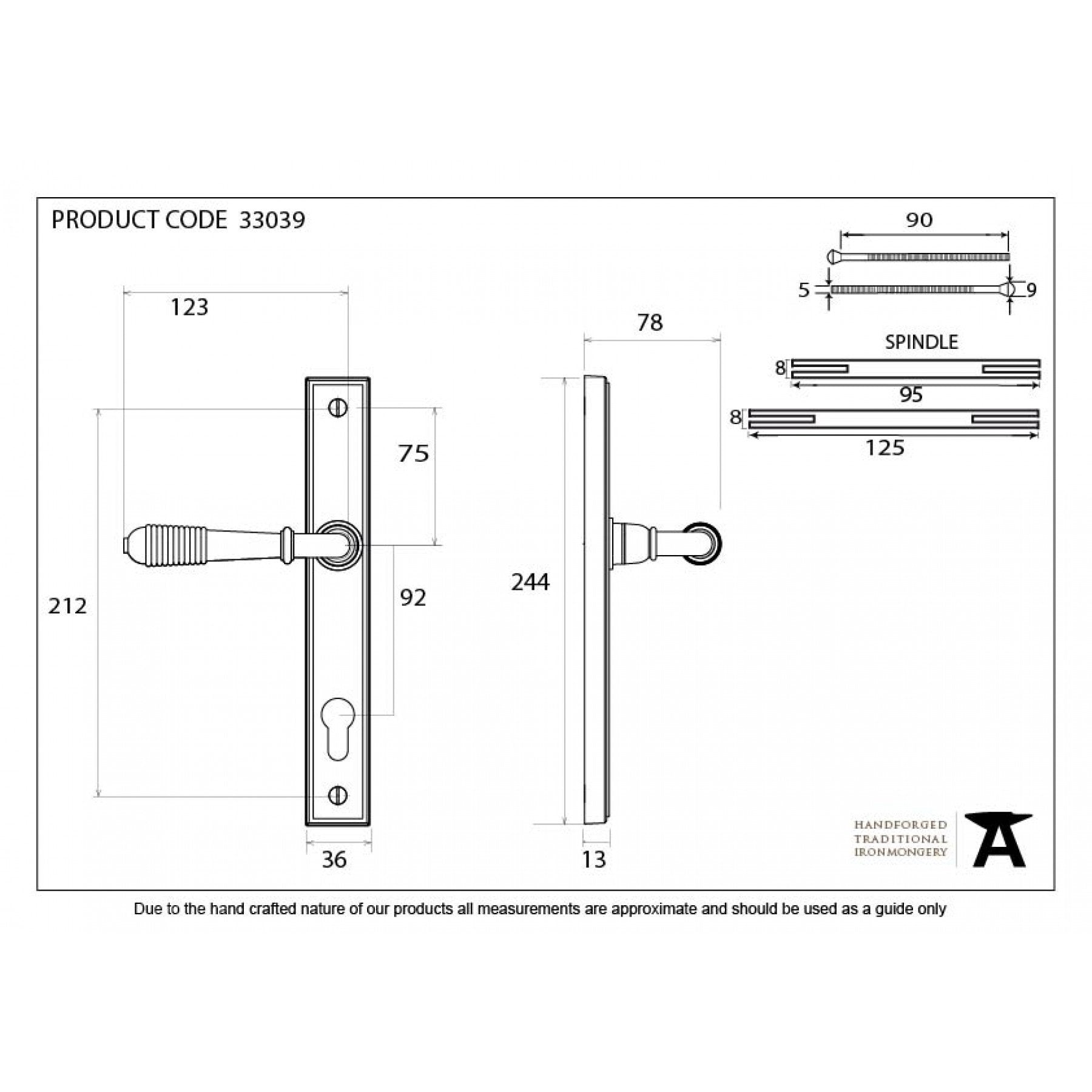 From the Anvil Aged Brass Reeded Slimline Lever Espag. Lock Set - No.42 Interiors