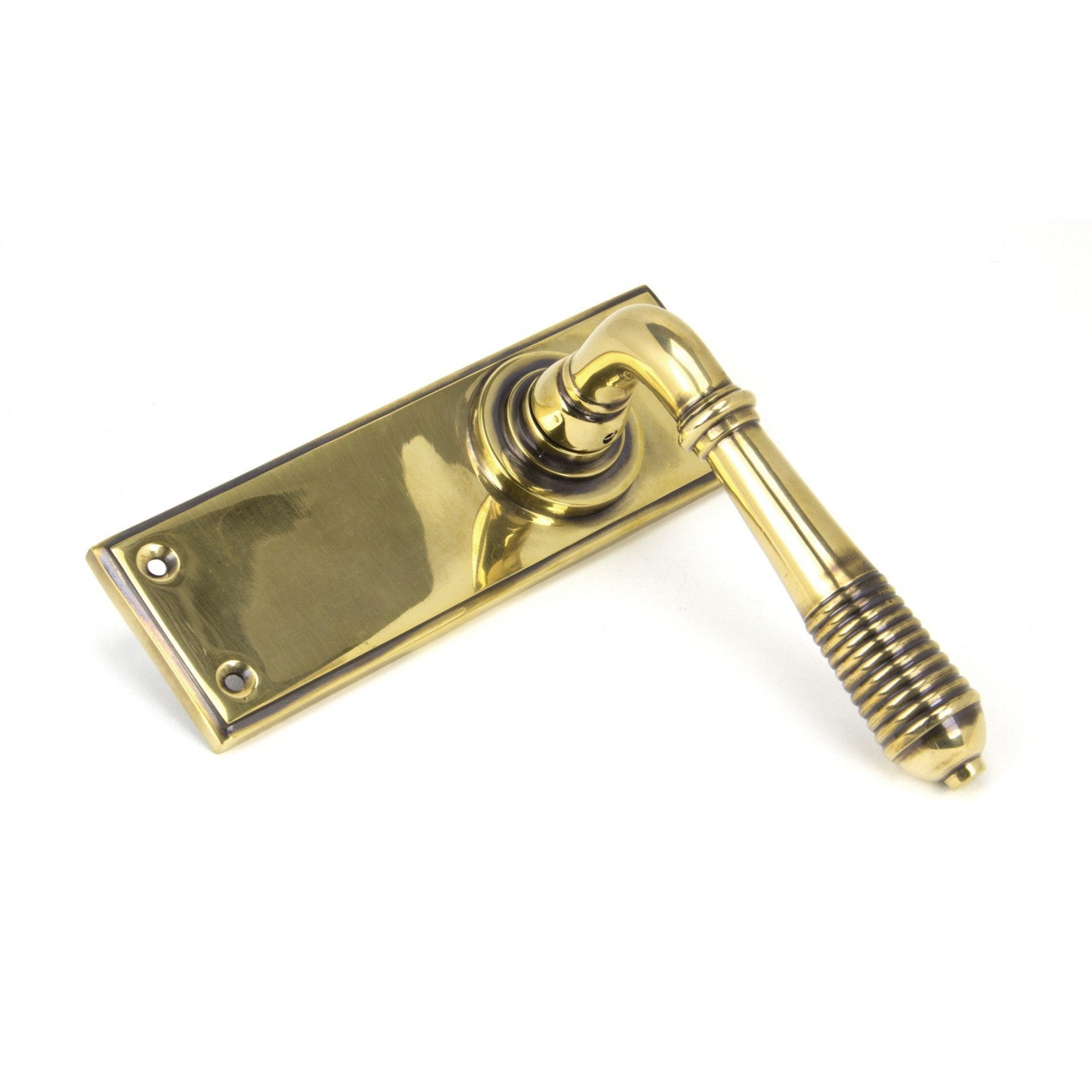 From the Anvil Aged Brass Reeded Lever Latch Set - No.42 Interiors