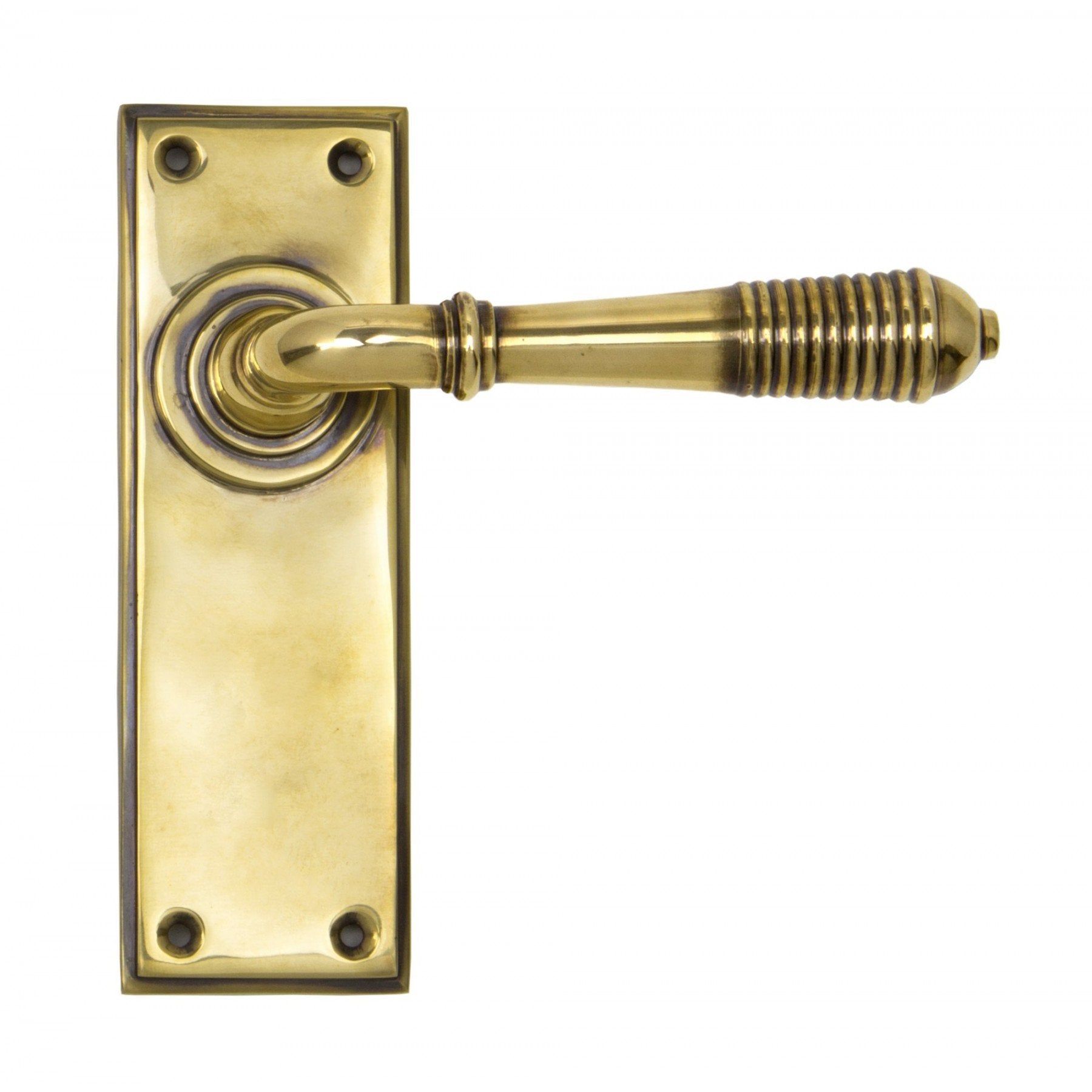 From the Anvil Aged Brass Reeded Lever Latch Set - No.42 Interiors