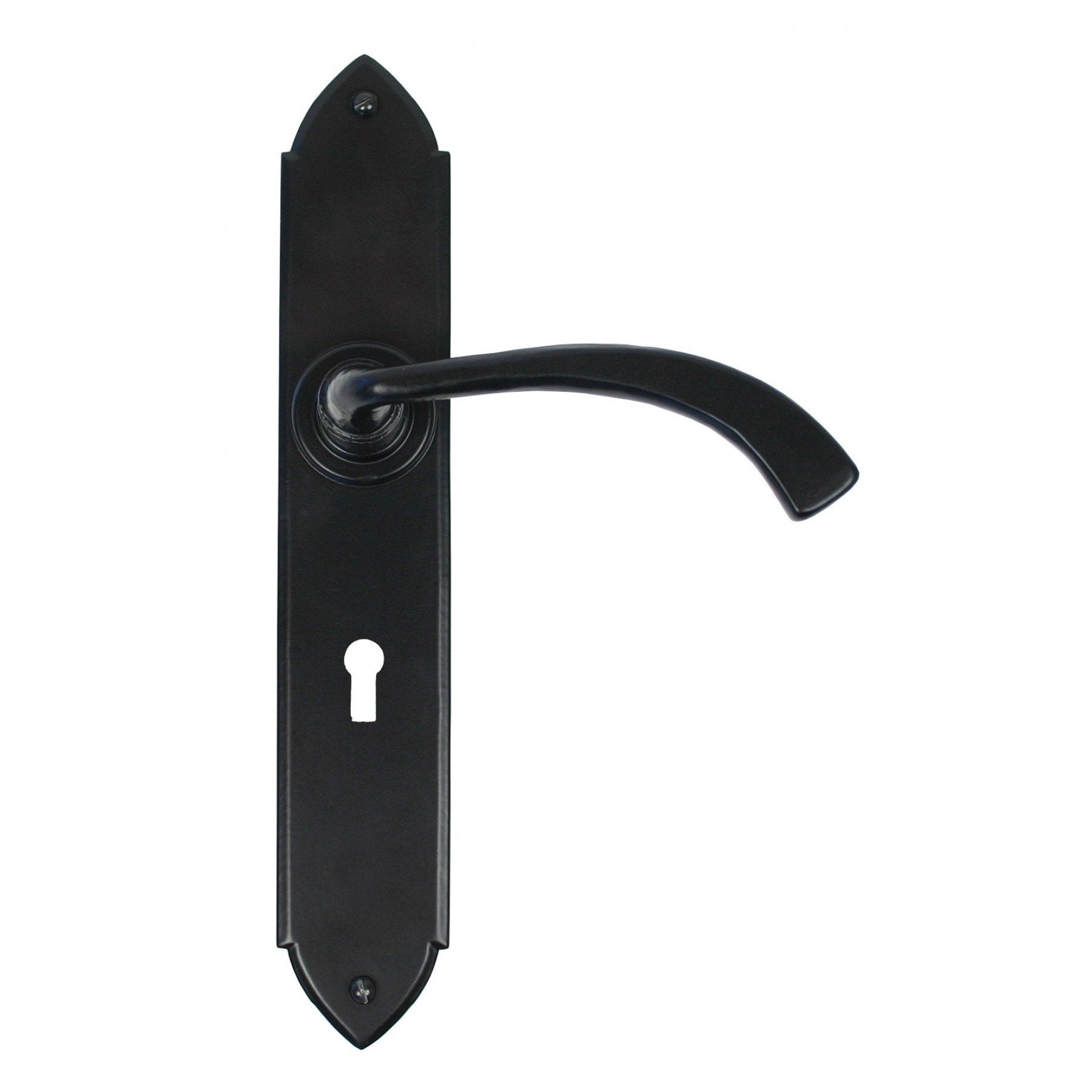 From the Anvil Black Gothic Curved Sprung Lever Lock Set