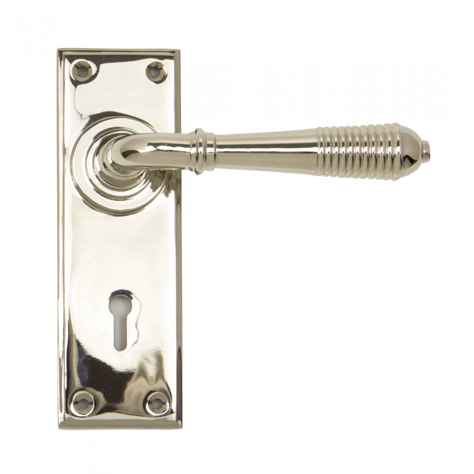From the Anvil Polished Nickel Reeded Lever Lock Set