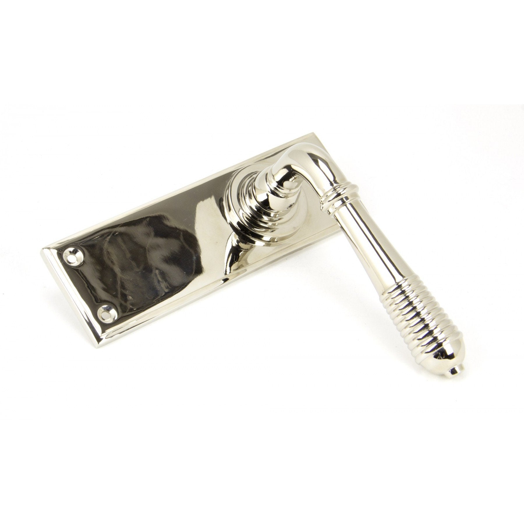 From the Anvil Polished Nickel Reeded Lever Latch Set
