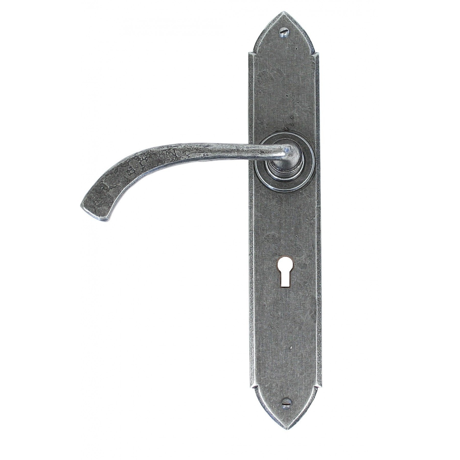 Pewter Gothic Curved Sprung Lever Lock Set - No.42 Interiors