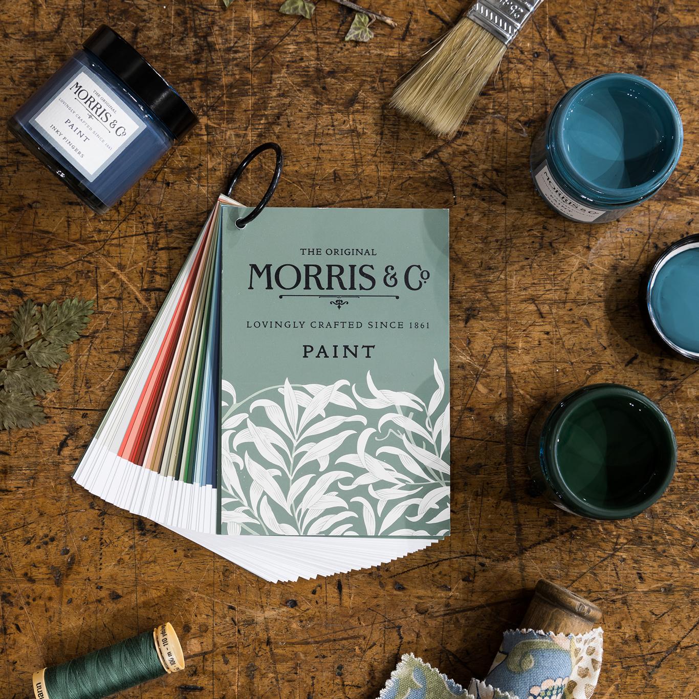 Morris & Co Fan Deck Paint Chart available at No.42 Interiors, Uttoxeter Staffs. No.42 Interiors stocks the full range of sample pots for both Morris & Co. Paint and Zoffany Paint. Order online for free delivery on all paints. Luxury paint at No.42 Interiors , use this fan deck to help make your choice or order a tester pot or two or why not book a colour consultation with with No.42's in house designer.. 
