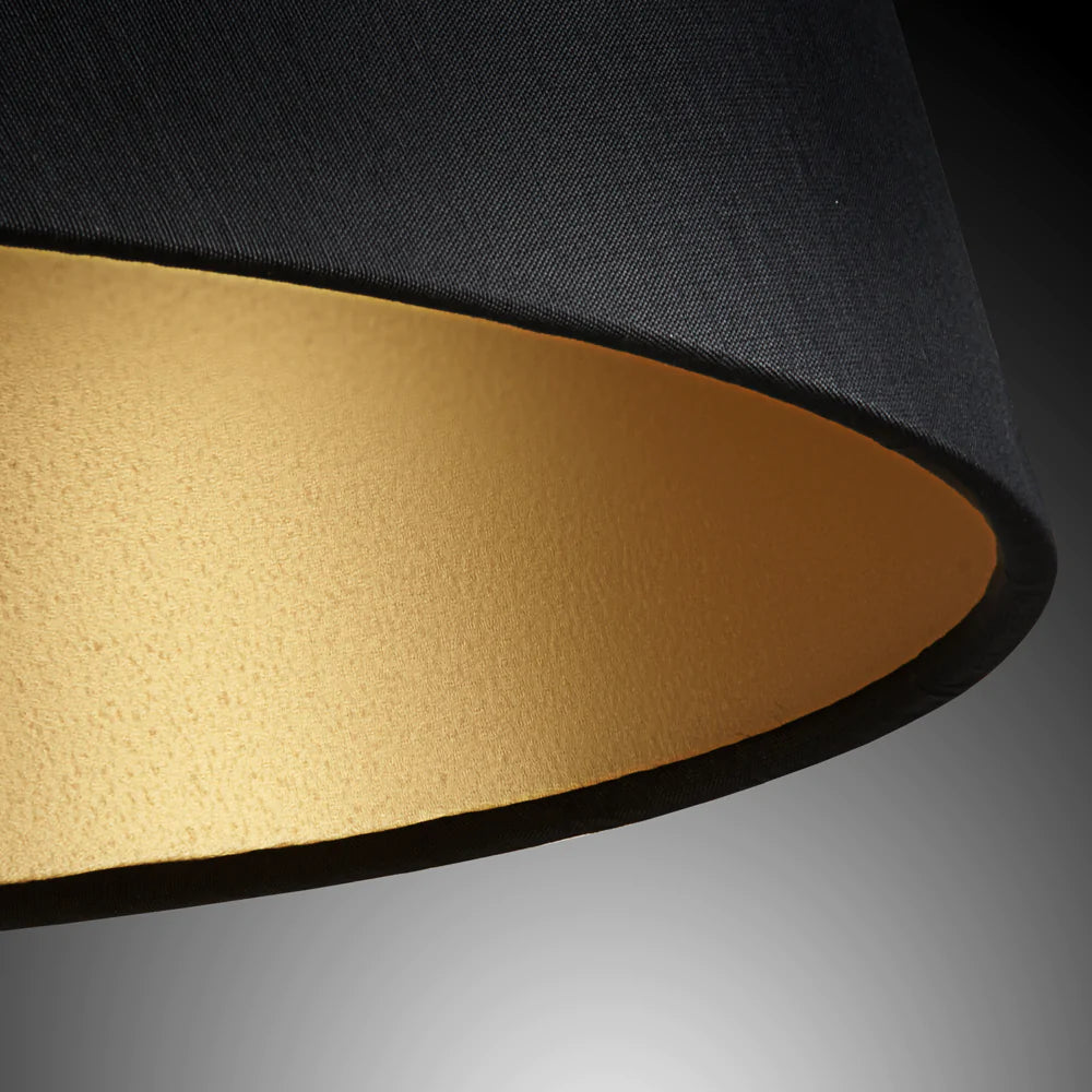 Pooky 40cm Straight Empire Lampshade in black silk with Glasgow gold interior