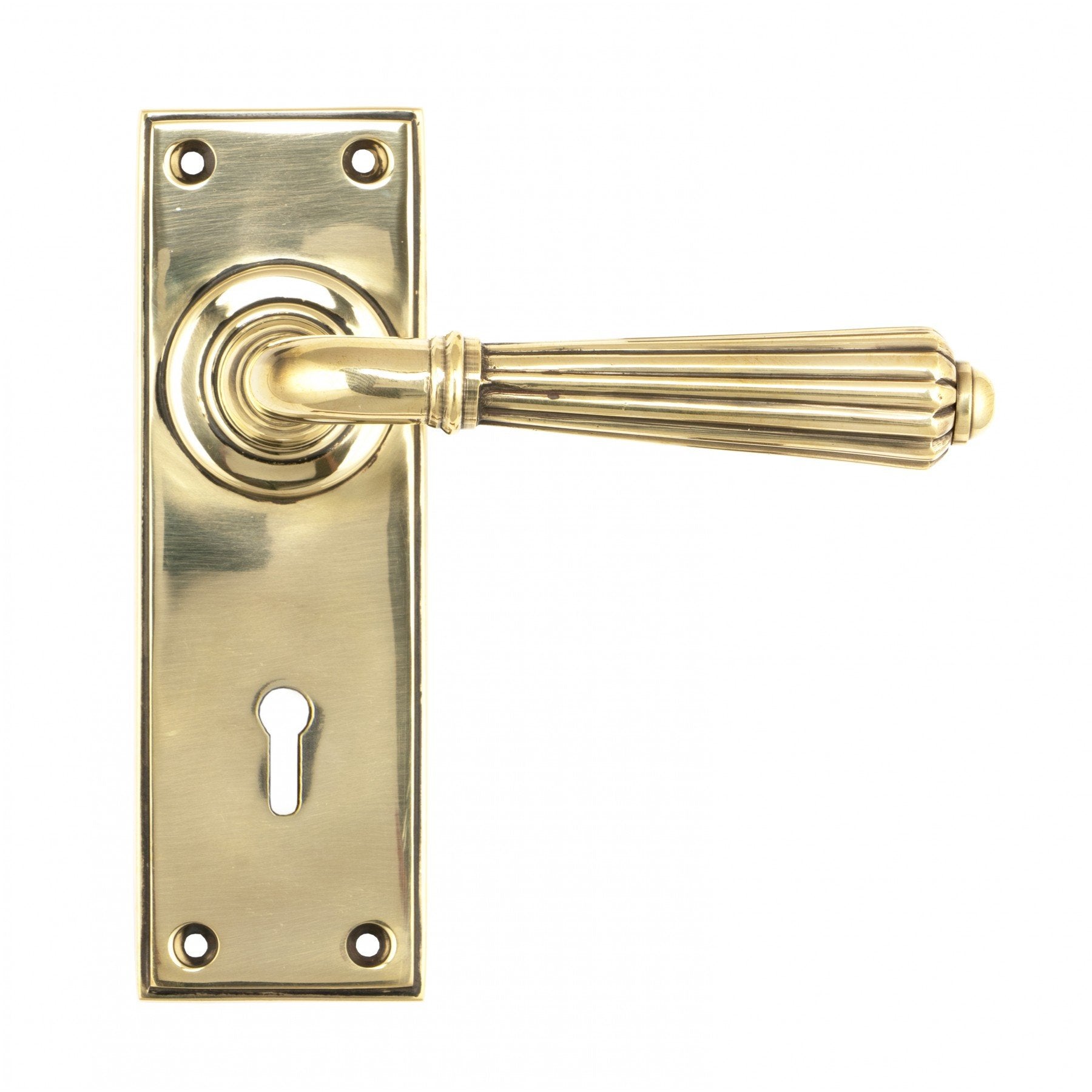 From the Anvil Aged Brass Hinton Lever Lock Set - No.42 Interiors