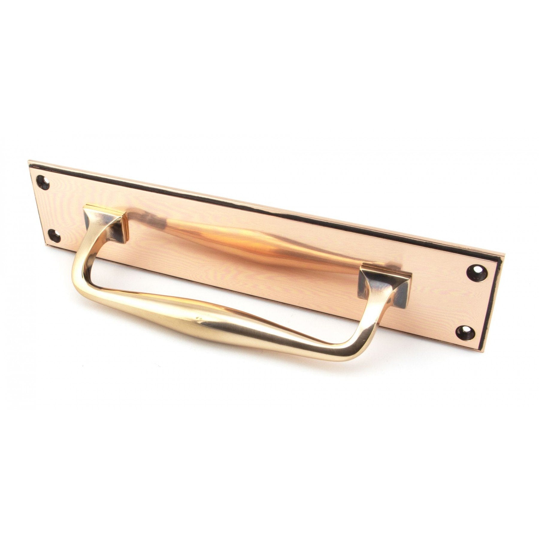 From the Anvil Polished Bronze 300mm Art Deco Pull Handle on Backplate