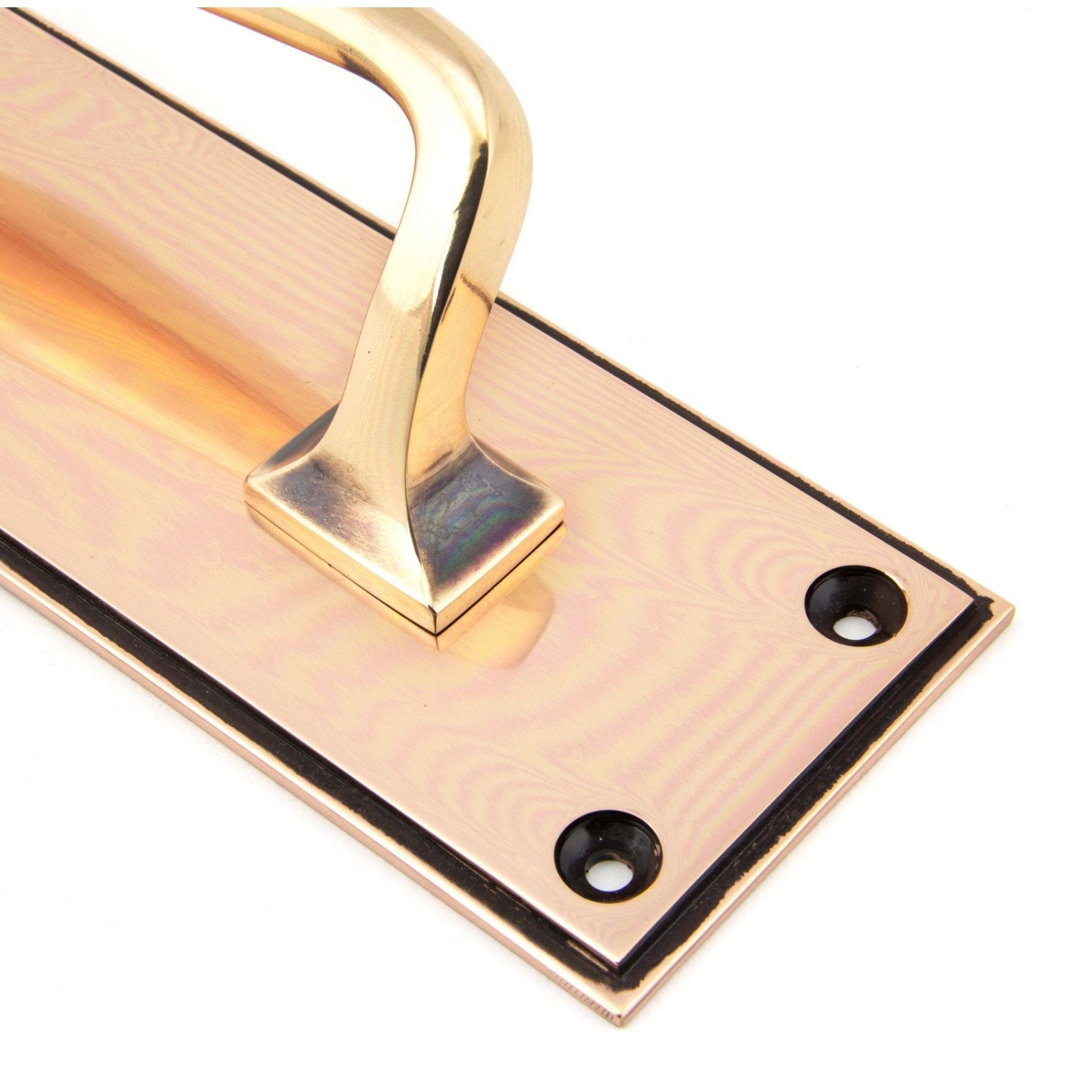 From the Anvil Polished Bronze 300mm Art Deco Pull Handle on Backplate