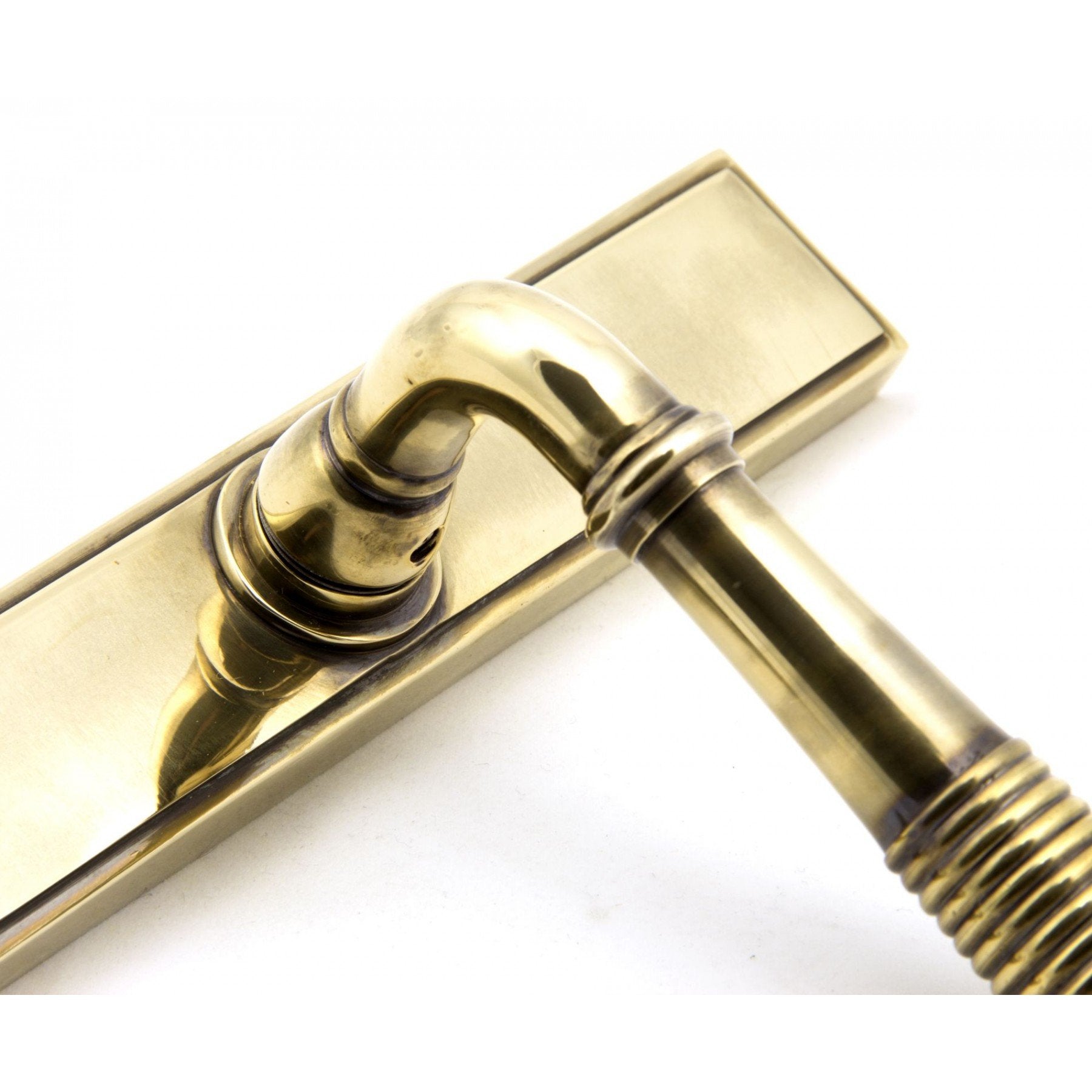 From the Anvil Aged Brass Reeded Slimline Lever Latch Set
