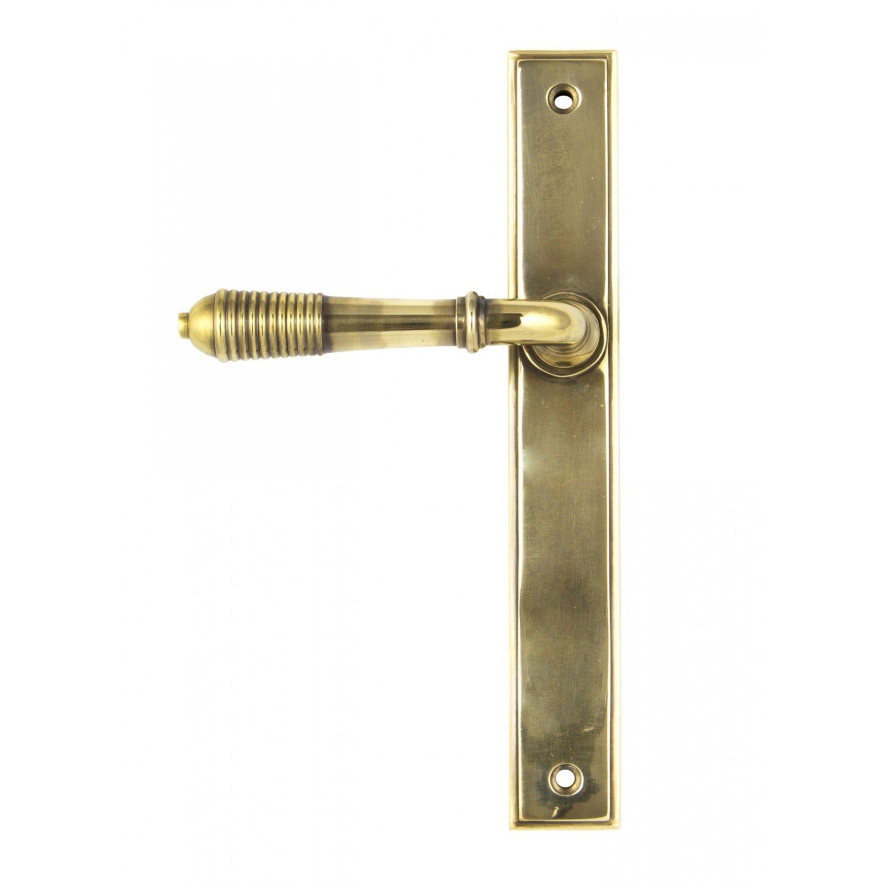 From the Anvil Aged Brass Reeded Slimline Lever Latch Set