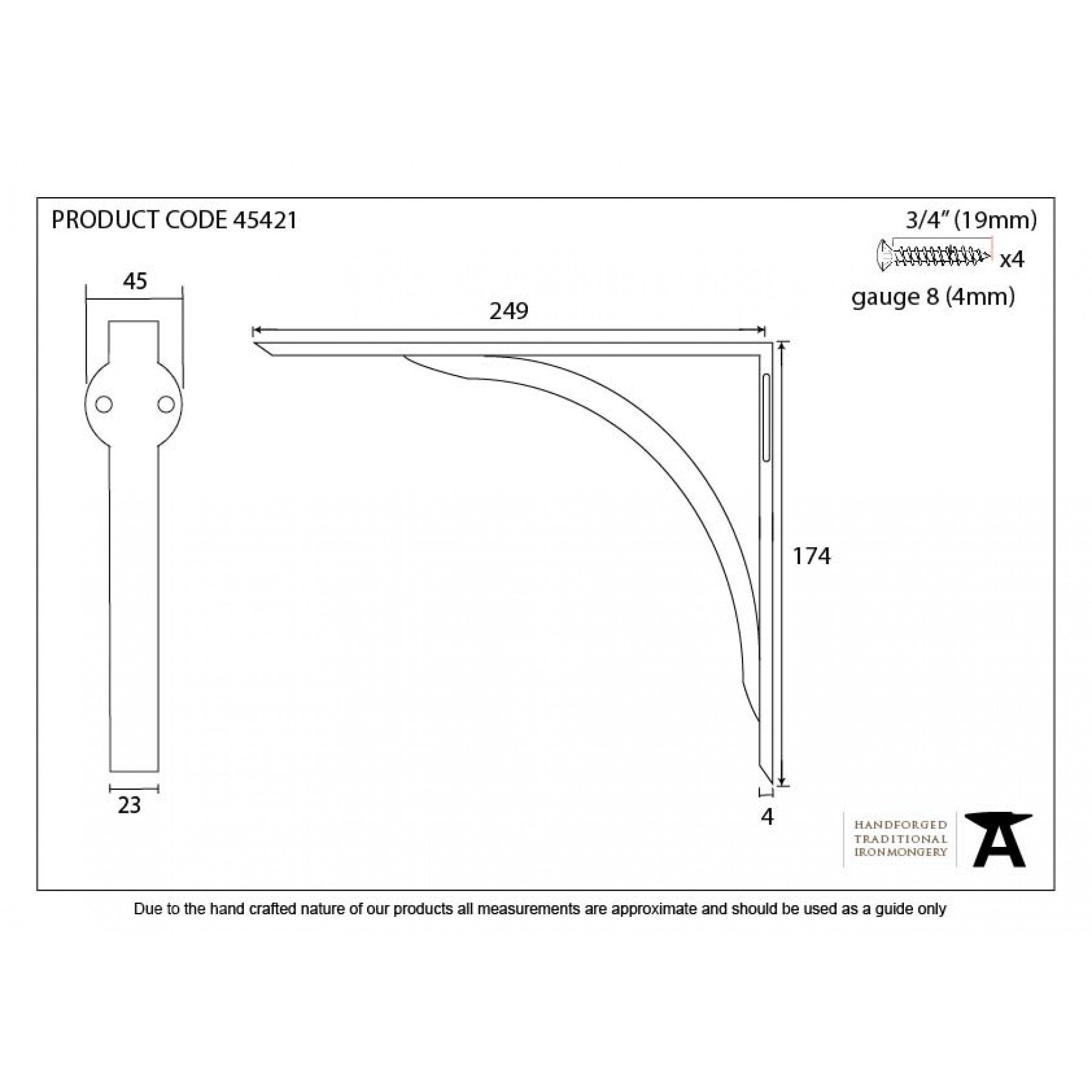 From the Anvil Natural Smooth 10'' x 7'' Curved Shelf Bracket - No.42 Interiors