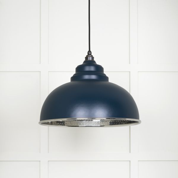 From the Anvil Hammered Nickel Harborne Pendant in Dusk