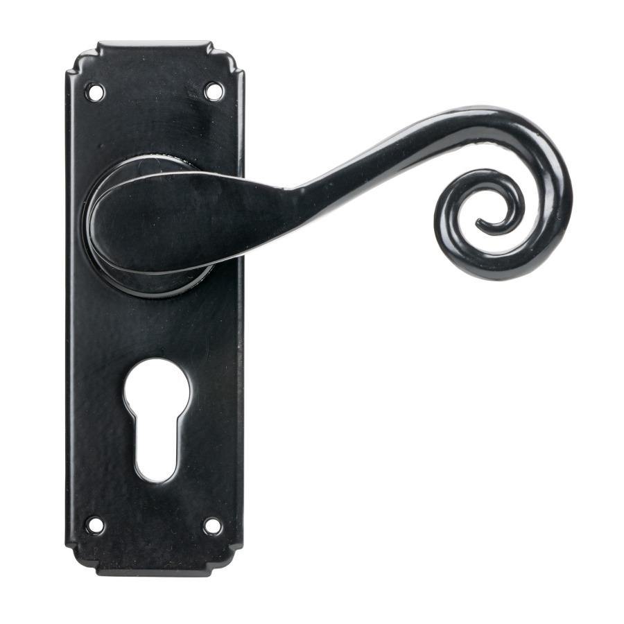 From the Anvil Black Monkeytail Lever Euro Lock Set - No.42 Interiors