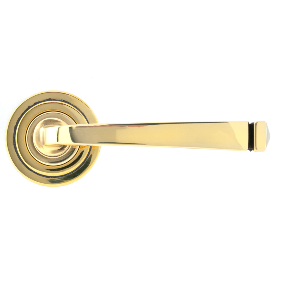 From the Anvil Aged Brass Avon Round Lever on Rose Set (Art Deco)