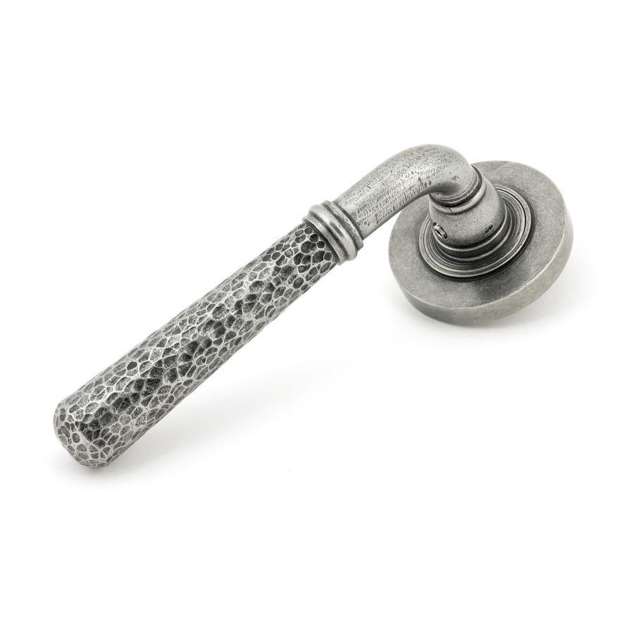 From the Anvil Pewter Hammered Newbury Lever on Rose Set (Plain) - No.42 Interiors