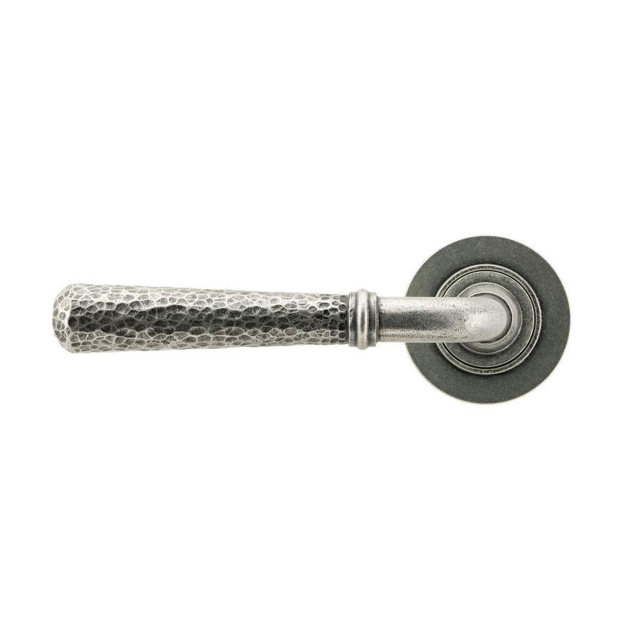 From the Anvil Pewter Hammered Newbury Lever on Rose Set (Plain)