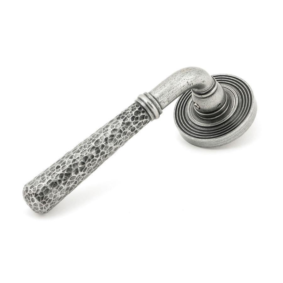 From the Anvil Pewter Hammered Newbury Lever on Rose Set (Beehive)