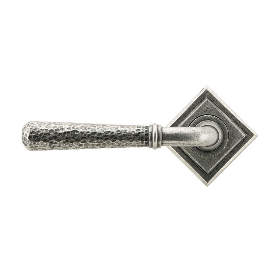 From the Anvil Pewter Hammered Newbury Lever on Rose Set (Square)
