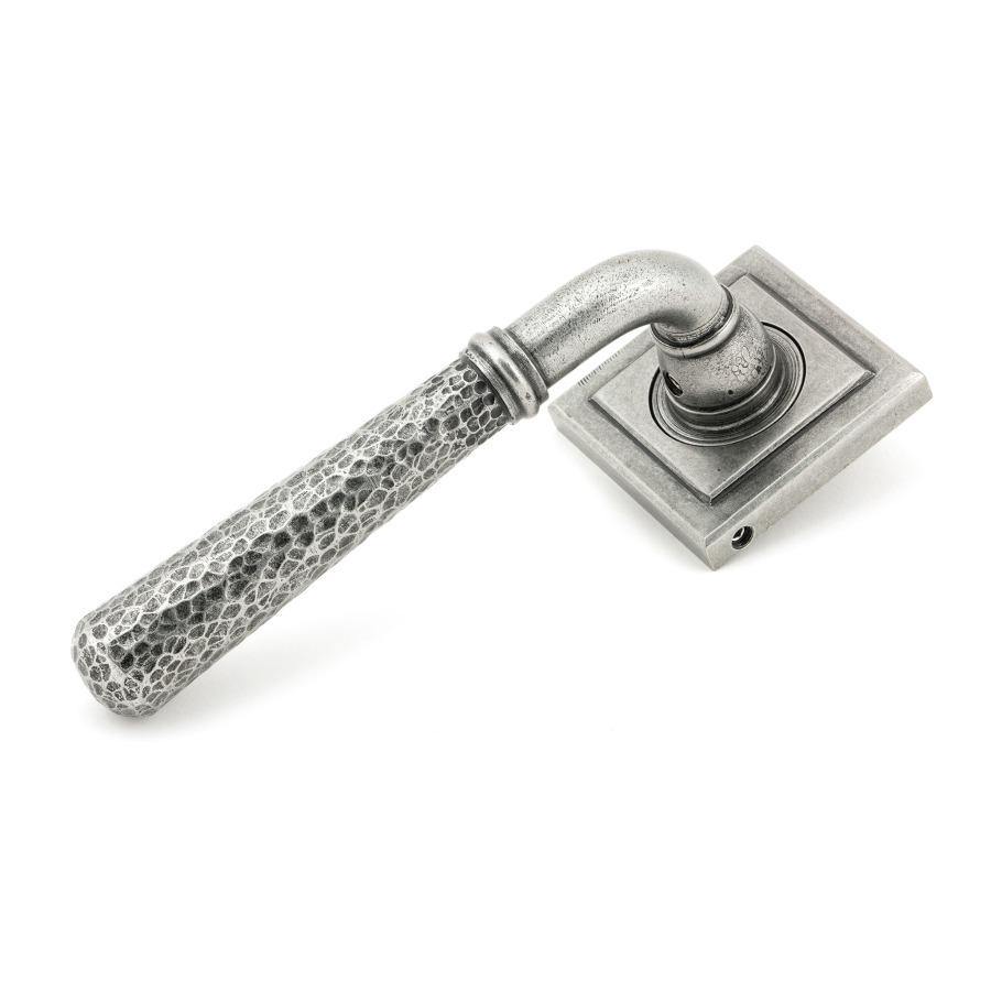 From the Anvil Pewter Hammered Newbury Lever on Rose Set (Square) - No.42 Interiors