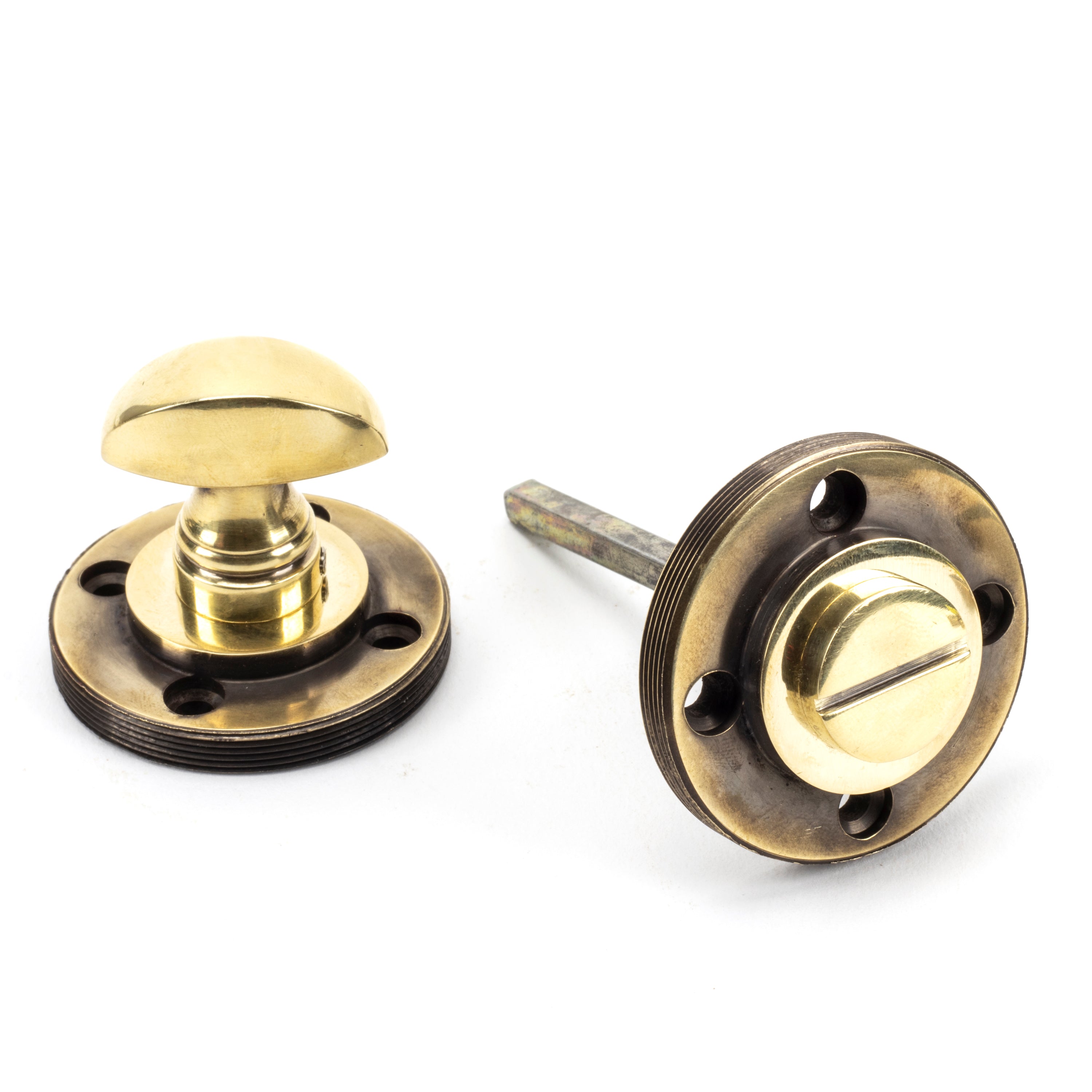 From the Anvil Aged Brass Round Thumbturn Set (Beehive)