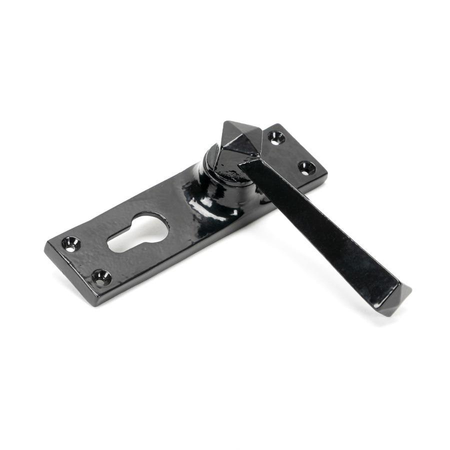 From the Anvil Black Straight Lever Euro Lock Set