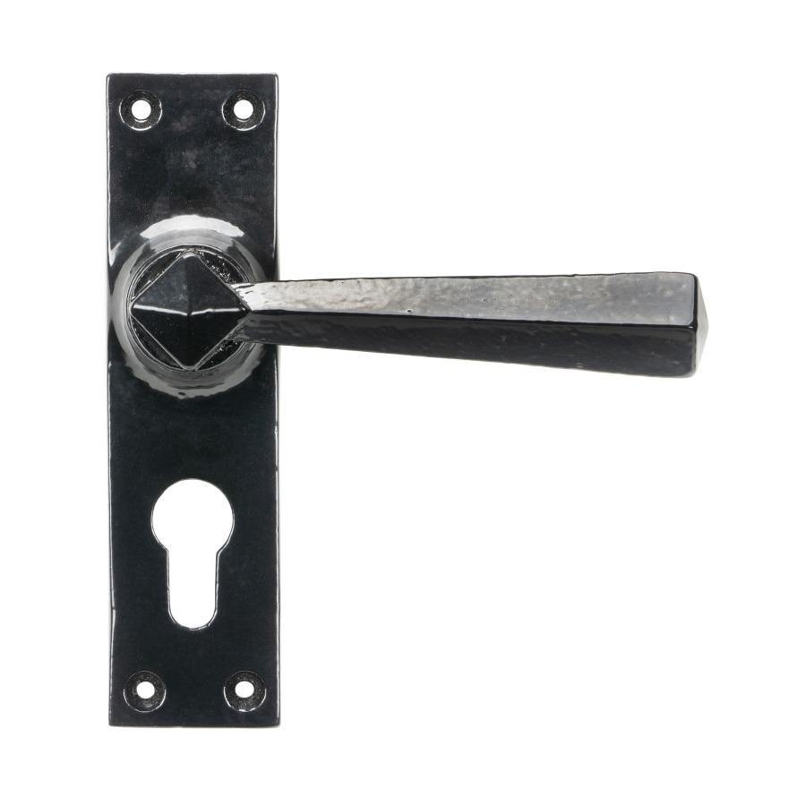 From the Anvil Black Straight Lever Euro Lock Set