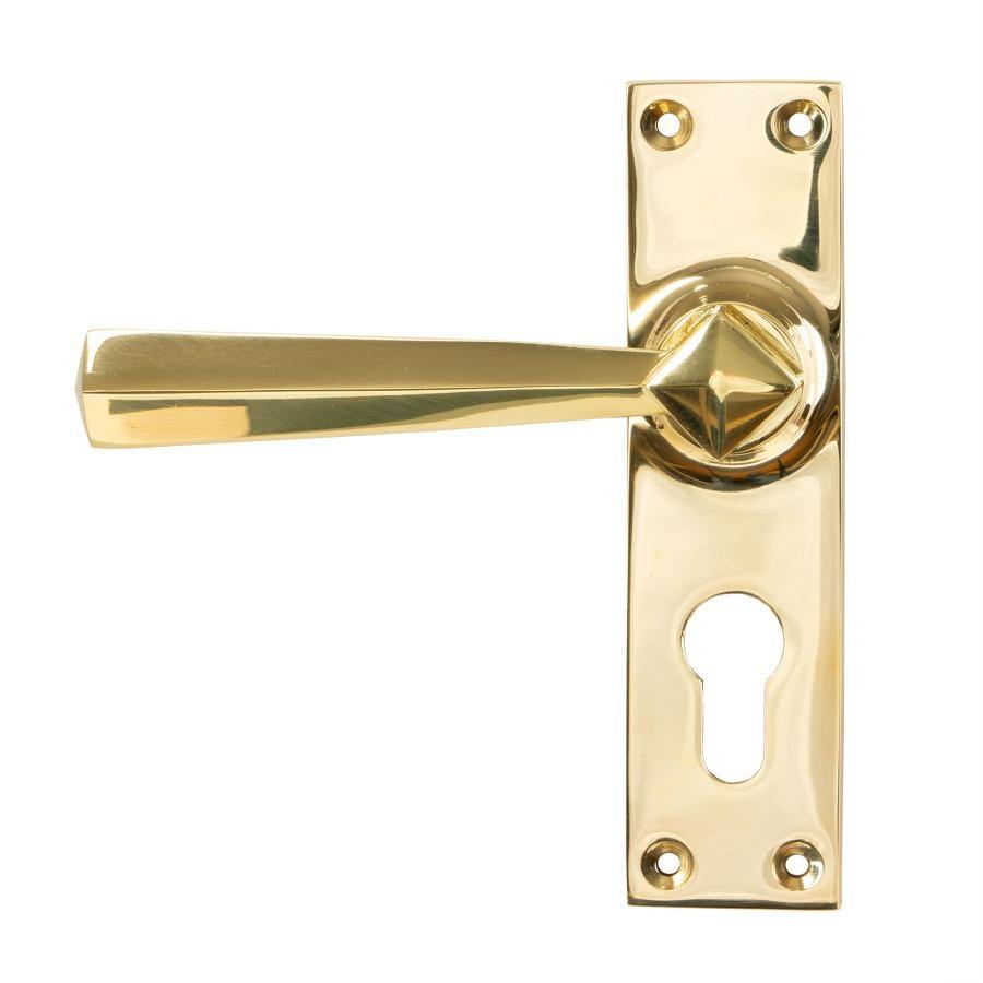 From the Anvil Polished Brass Straight Lever Euro Lock Set - No.42 Interiors