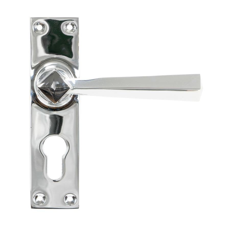 From the Anvil Polished Chrome Straight Lever Euro Lock Set - No.42 Interiors