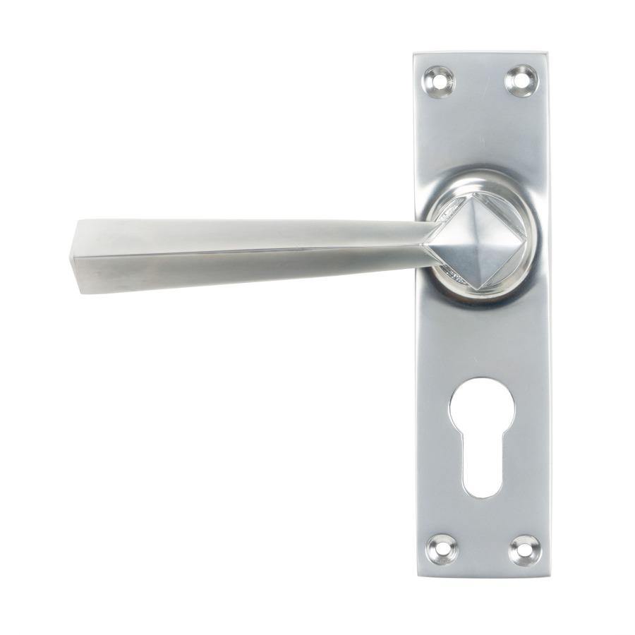 From the Anvil Satin Chrome Straight Lever Euro Lock Set