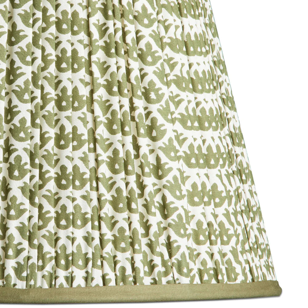 Pooky 45cm straight empire lampshade in temple green block printed cotton