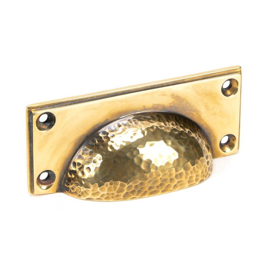 From the Anvil Aged Brass Hammered Art Deco Drawer Pull - No.42 Interiors