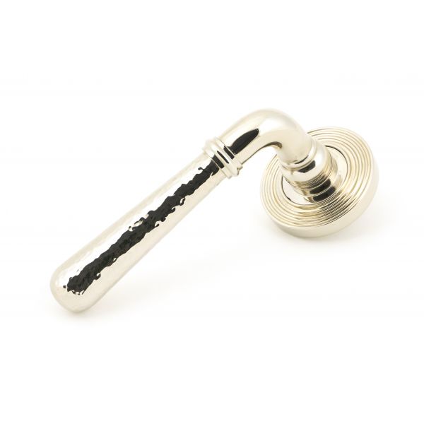 From the Anvil Polished Nickel Hammered Newbury Lever on Rose Set (Beehive)