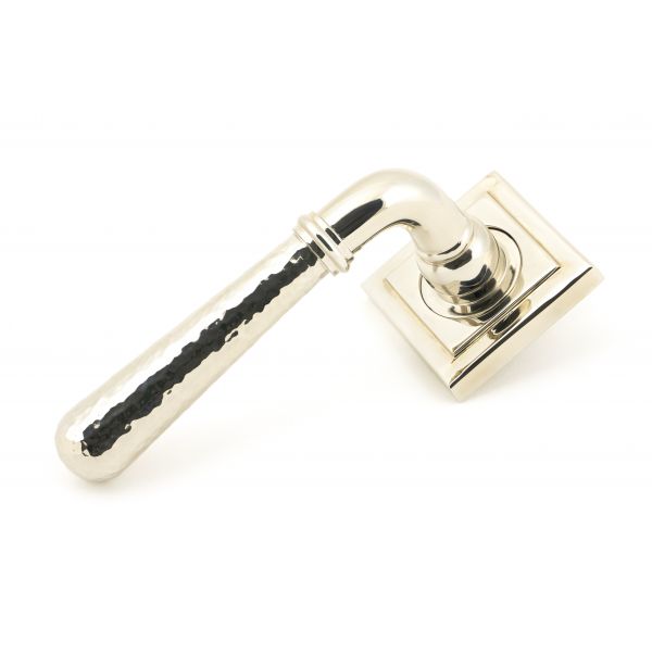From the Anvil Polished Nickel Hammered Newbury Lever on Rose Set (Square)