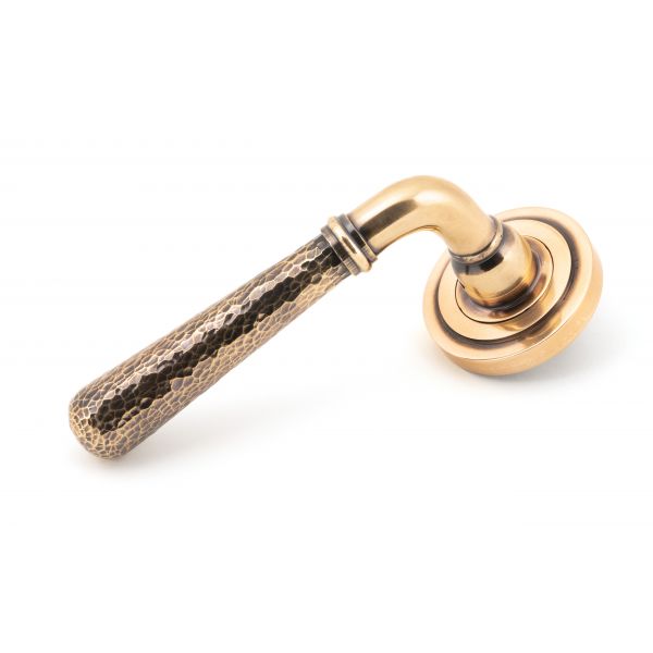 From the Anvil Polished Bronze Hammered Newbury Lever on Rose Set (Art Deco)