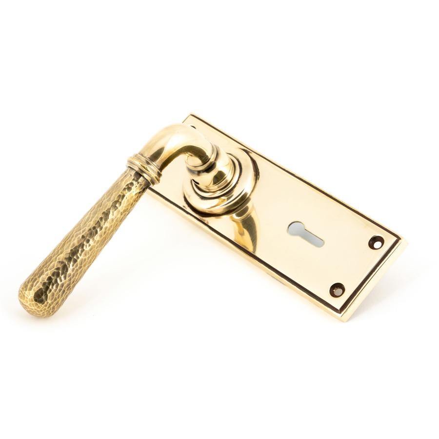 From the Anvil Aged Brass Hammered Newbury Lever Lock Set