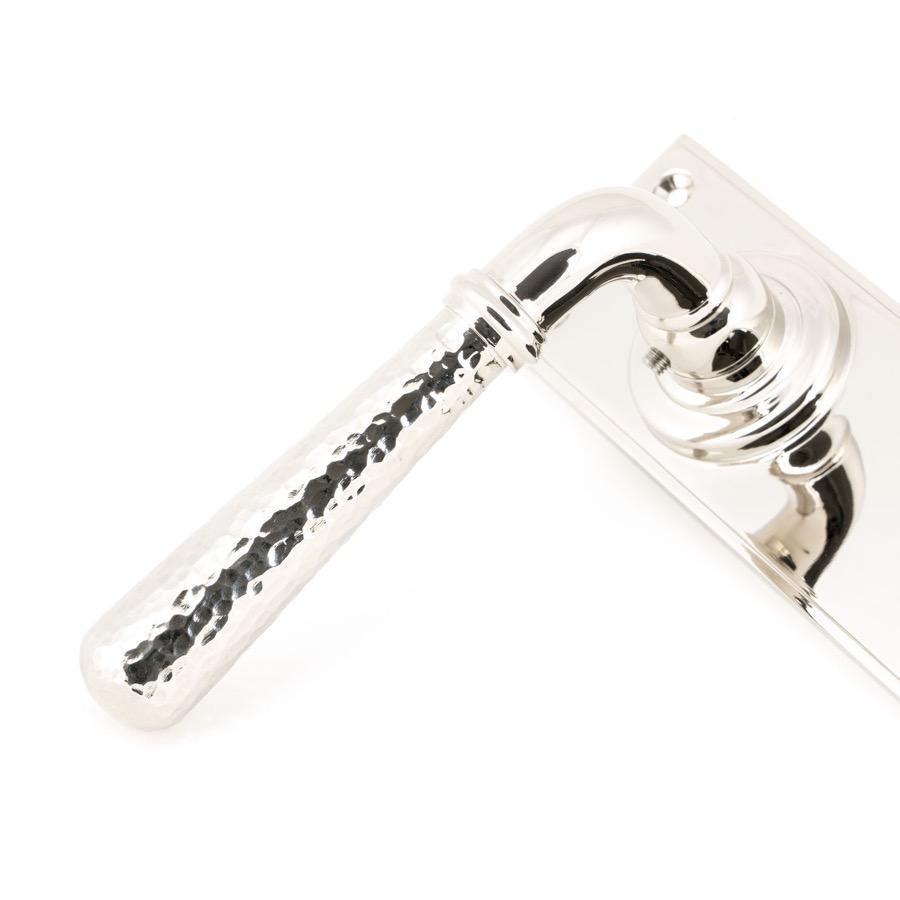 From the Anvil Polished Nickel Hammered Newbury Lever Lock Set