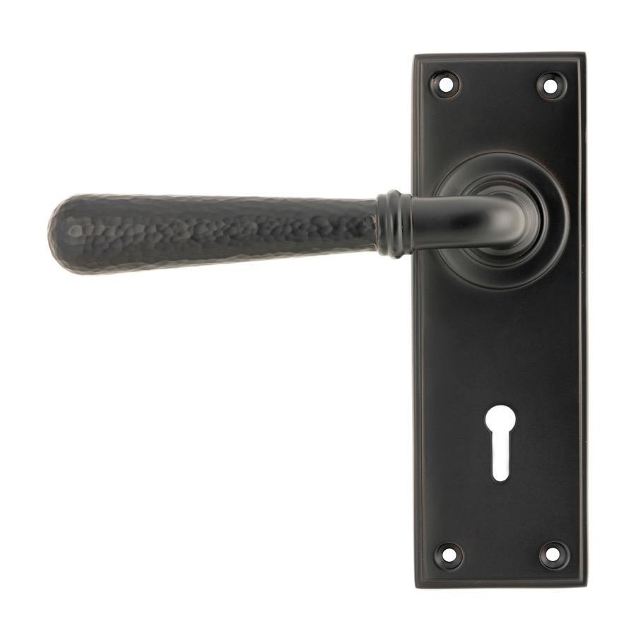 From the Anvil Aged Bronze Hammered Newbury Lever Lock Set
