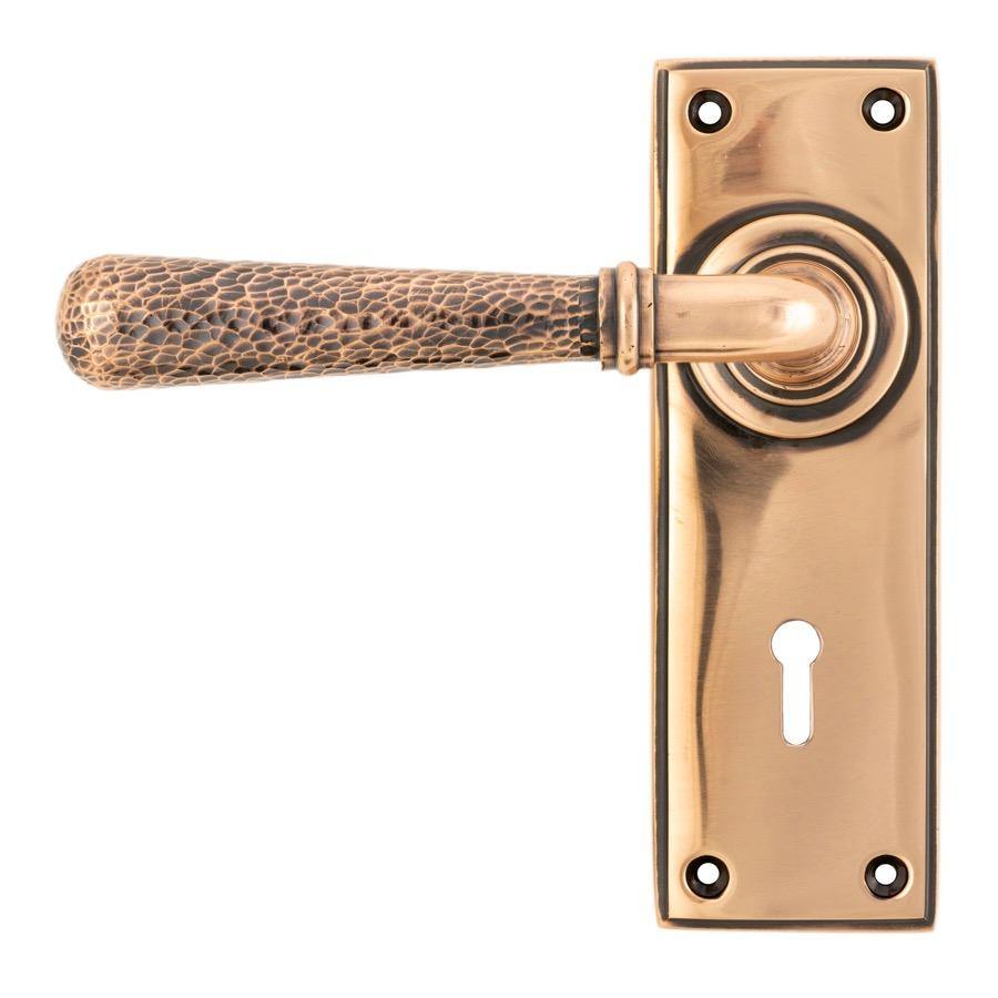 From the Anvil Polished Bronze Hammered Newbury Lever Lock Set
