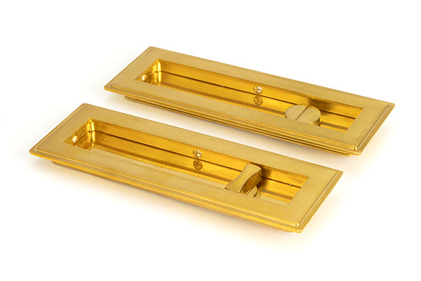 Polished Brass 175mm Art Deco Rectangular Pull - Privacy Set