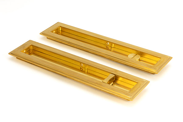 Polished Brass 250mm Art Deco Rectangular Pull - Privacy Set