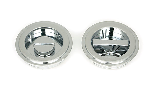 Polished Chrome 60mm Art Deco Round Pull - Privacy Set