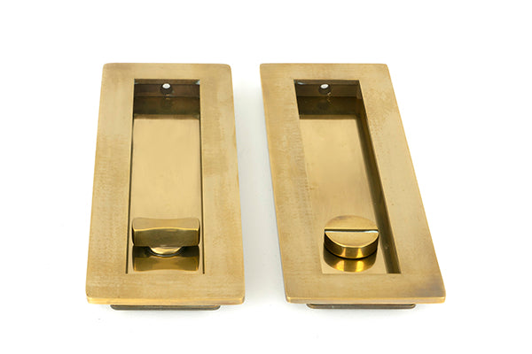 Aged Brass 175mm Plain Rectangular Pull - Privacy Set
