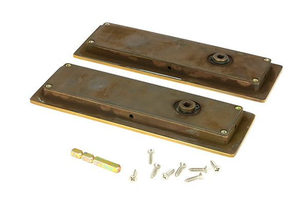 Aged Brass 175mm Plain Rectangular Pull - Privacy Set