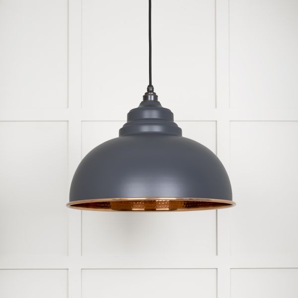 From the Anvil Hammered Copper Harborne Pendant in Slate