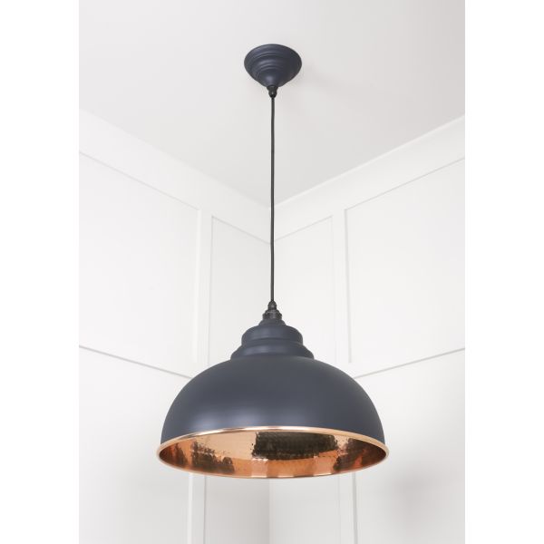 From the Anvil Hammered Copper Harborne Pendant in Slate
