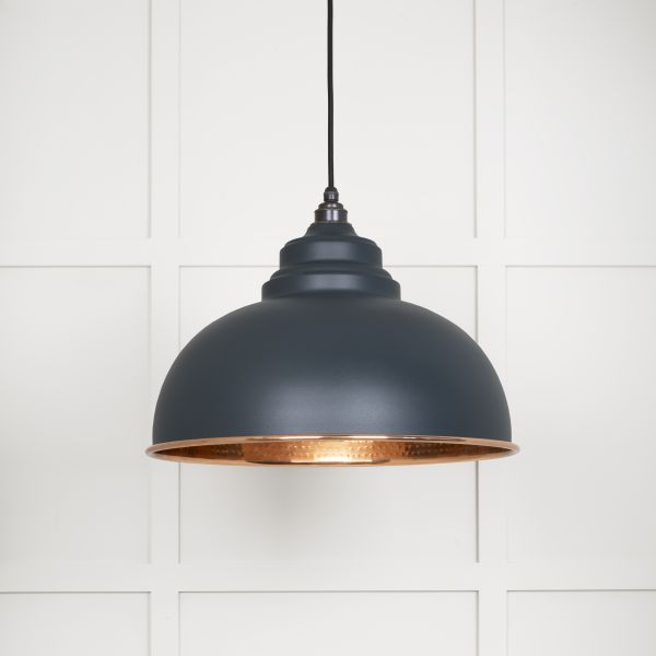 From the Anvil Hammered Copper Harborne Pendant in Soot